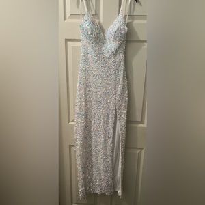 Women’s formal white sequins full length dress